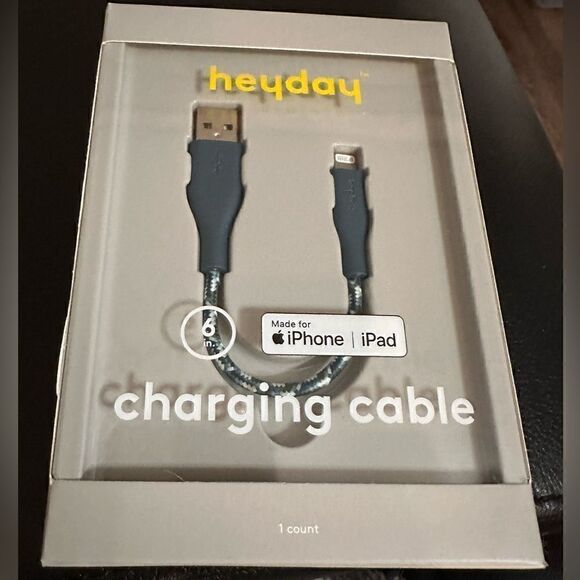 Heyday Round Charging Cable compatible with iPhone to USB-A (Blue) 6 In. - Picture 6 of 12